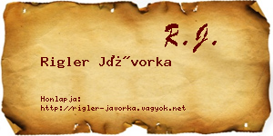 Rigler Jávorka névjegykártya